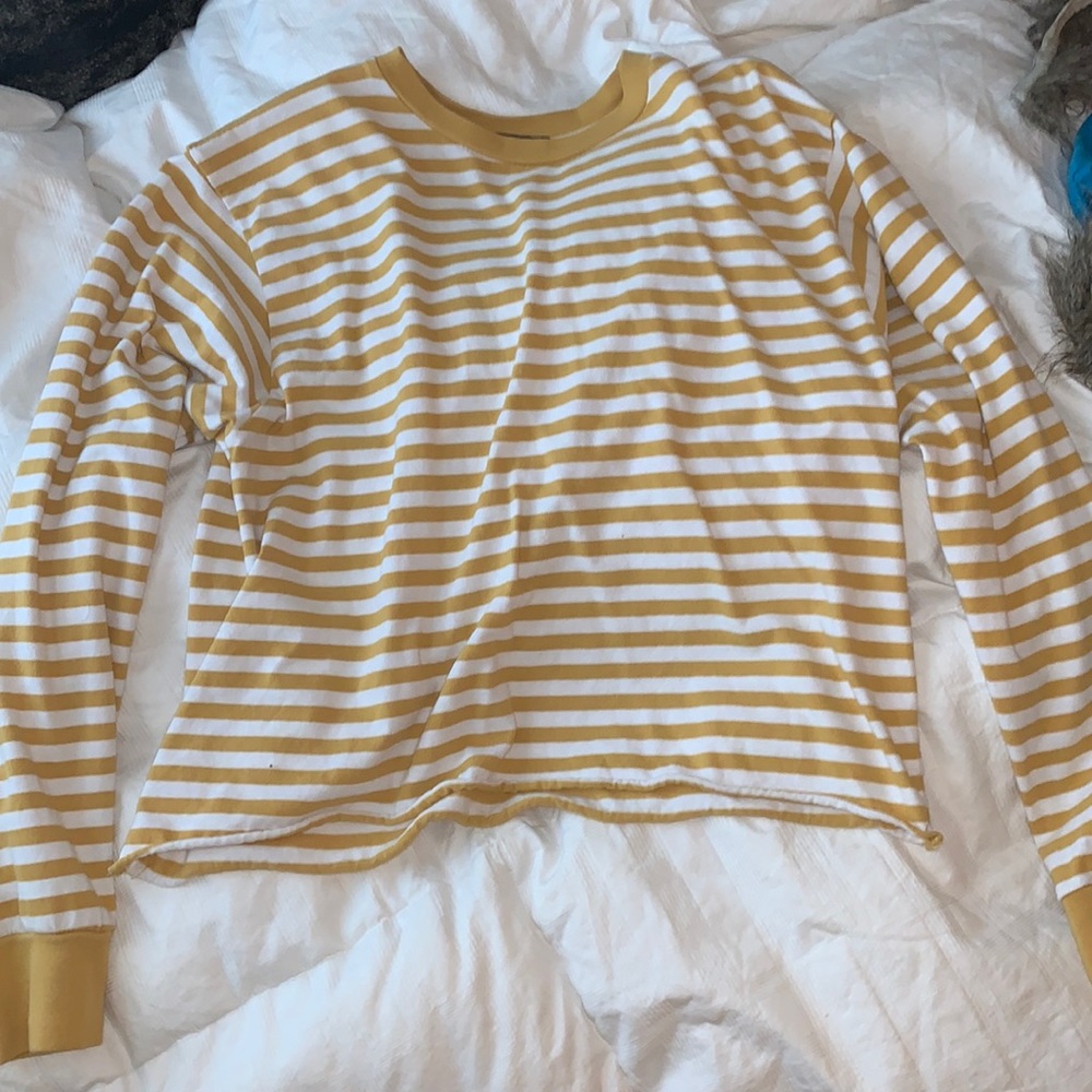 Brandy Melville yellow and white striped long sleeve